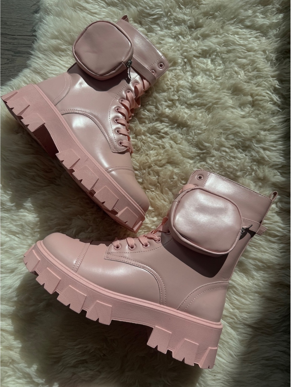 Light Pink Combat Boots